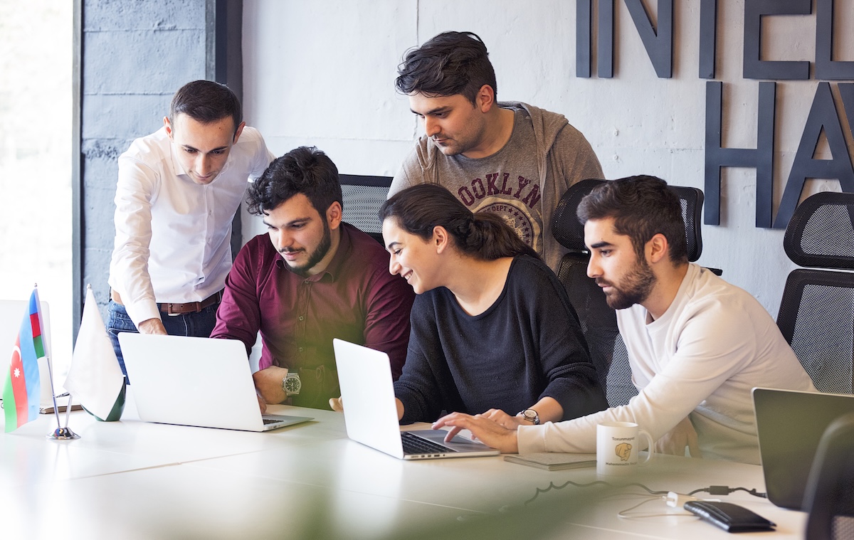 Strategy and growth team in discussion
